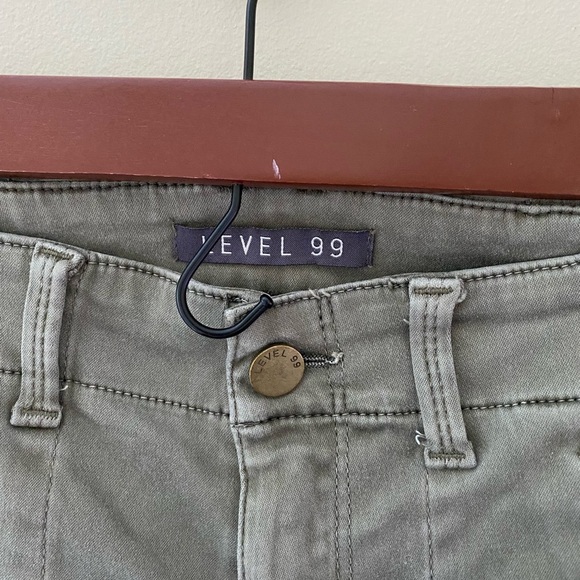 Women’s Level 99 Army Green Brooklyn Skinny Zipper Cargo Pants Size 24 - Picture 5 of 6